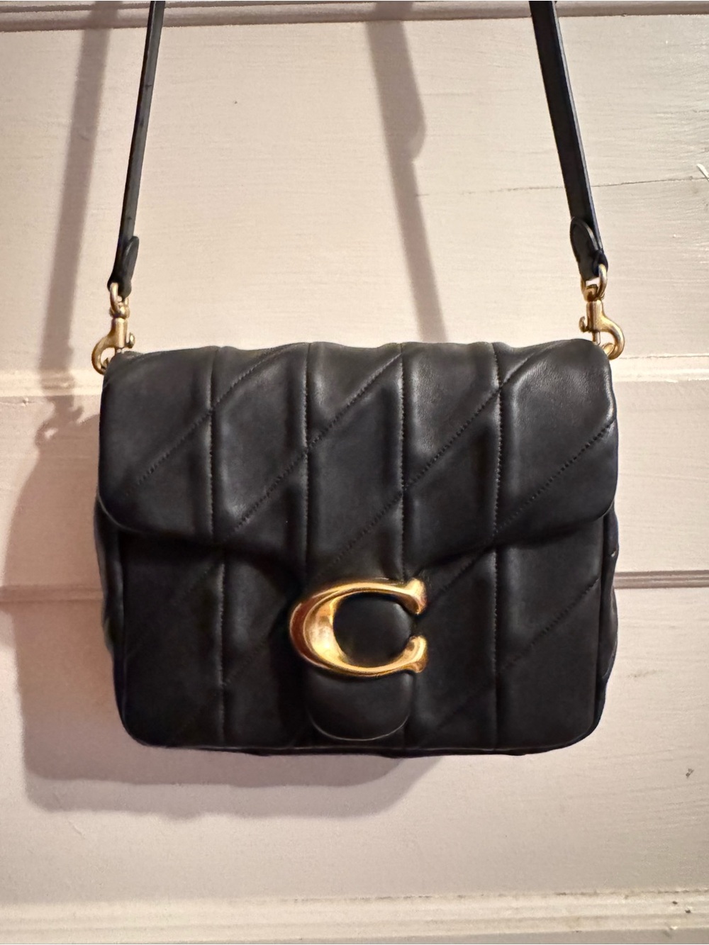 Coach Times Square Tabby Black Quilted Crossbody with Gold C Hardware